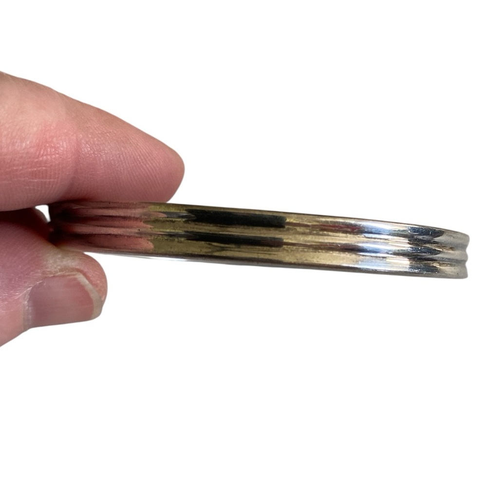 Vintage Hand Wrought Heavy Sterling Silver Bangle, Minimalist Bracelet 25g